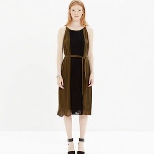 Madewell shiftpleat dress color block olive black